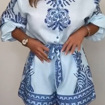 Indigo Breeze 2-Peice Set - Shirt + Shorts