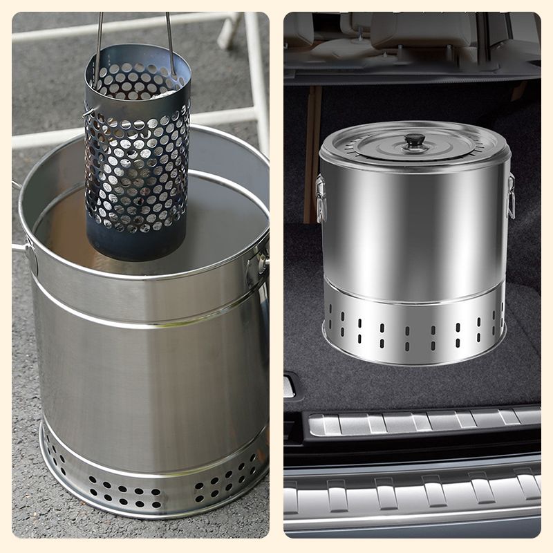 💥Smokeless steel grill bucket with aerospace grade material