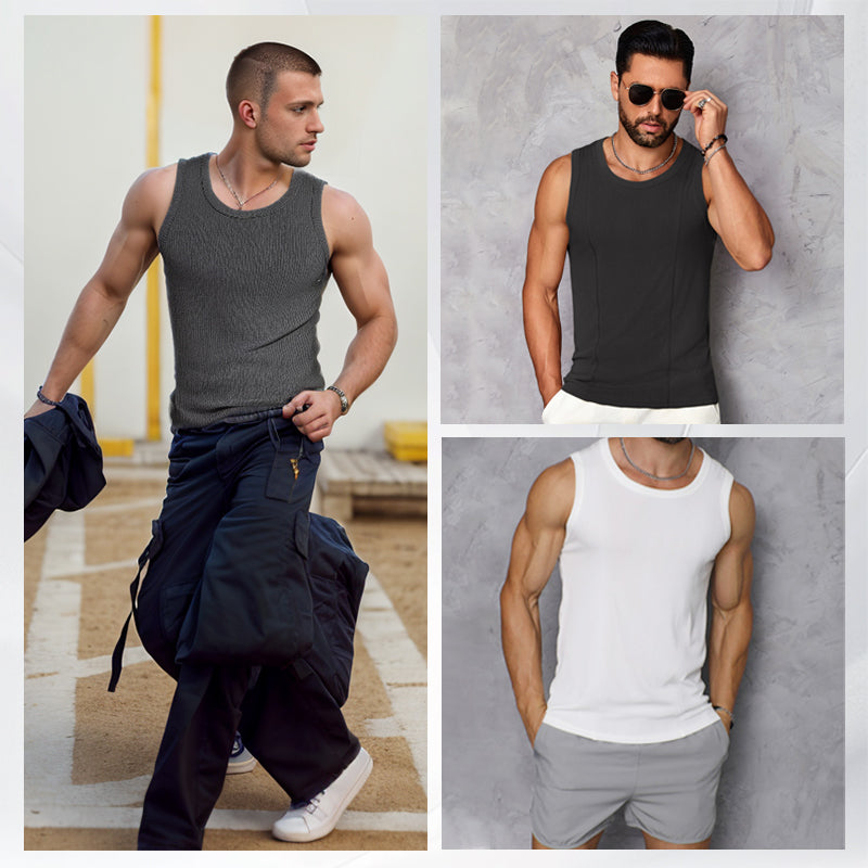 🎉🛍️Men's Summer Essentials🎽Round Neck Quick-Drying Stretchy Slim Tank Top