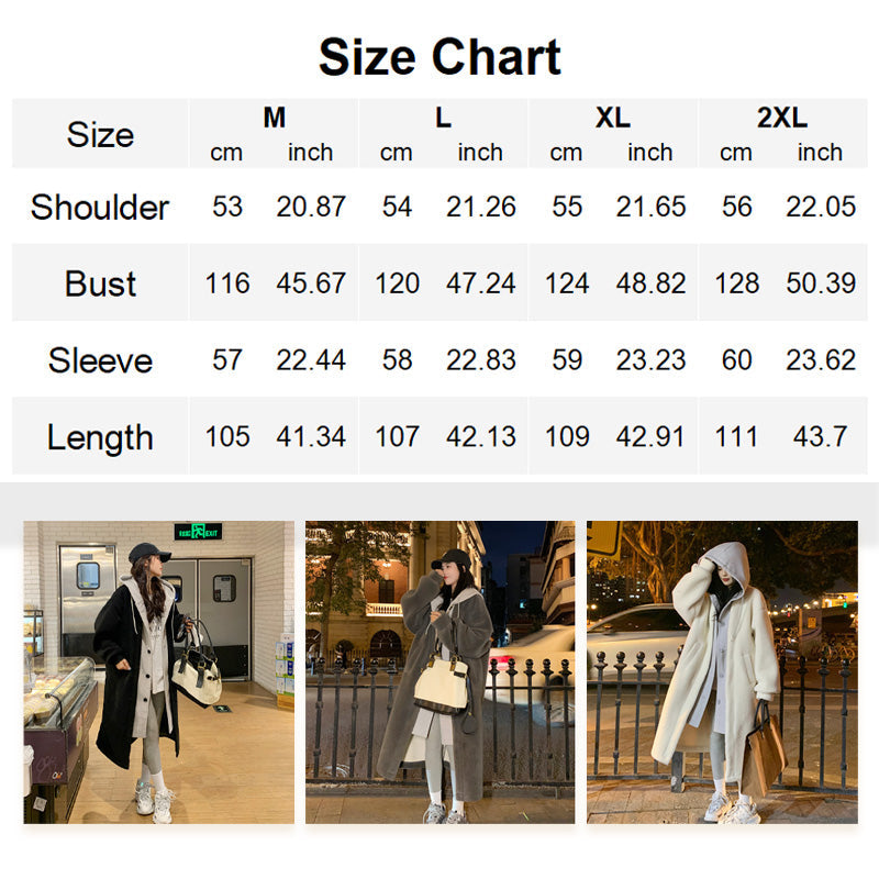 🥳 2-Layered Faux Lambswool Hooded Coat Jacket(Great Sale⛄)