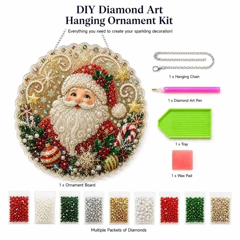 🎄Christmas Pearl Diamond Art Hanging Ornament Kit | Resistant Non-Fading Pearl Beads DIY Handmade Holiday Hanging Decor 🎅💎