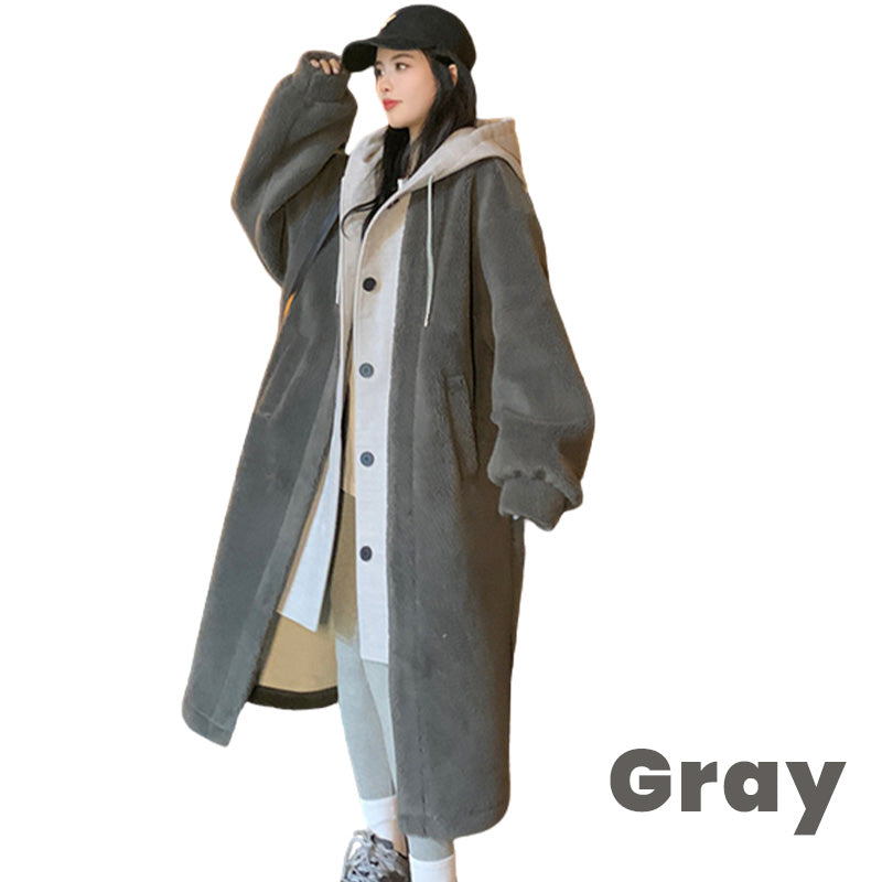 🥳 2-Layered Faux Lambswool Hooded Coat Jacket(Great Sale⛄)