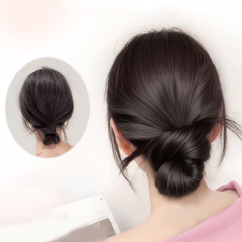 🎁 Clip-on Feathered Bun Wig