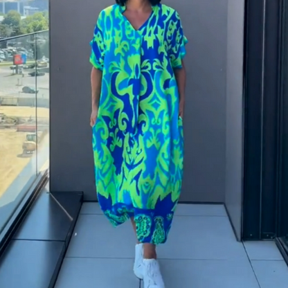 👗Women's Casual Elegant Printed V-Neck Dress