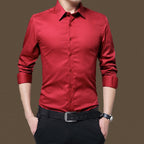 Men's Solid Long Sleeve Wrinkle-Free Formal Casual Shirt（50% OFF）