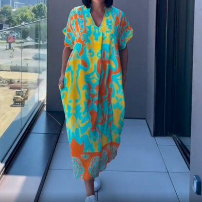 👗Women's Casual Elegant Printed V-Neck Dress
