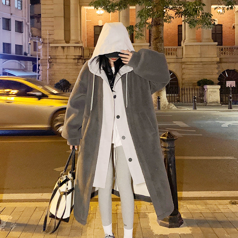 🥳 2-Layered Faux Lambswool Hooded Coat Jacket(Great Sale⛄)