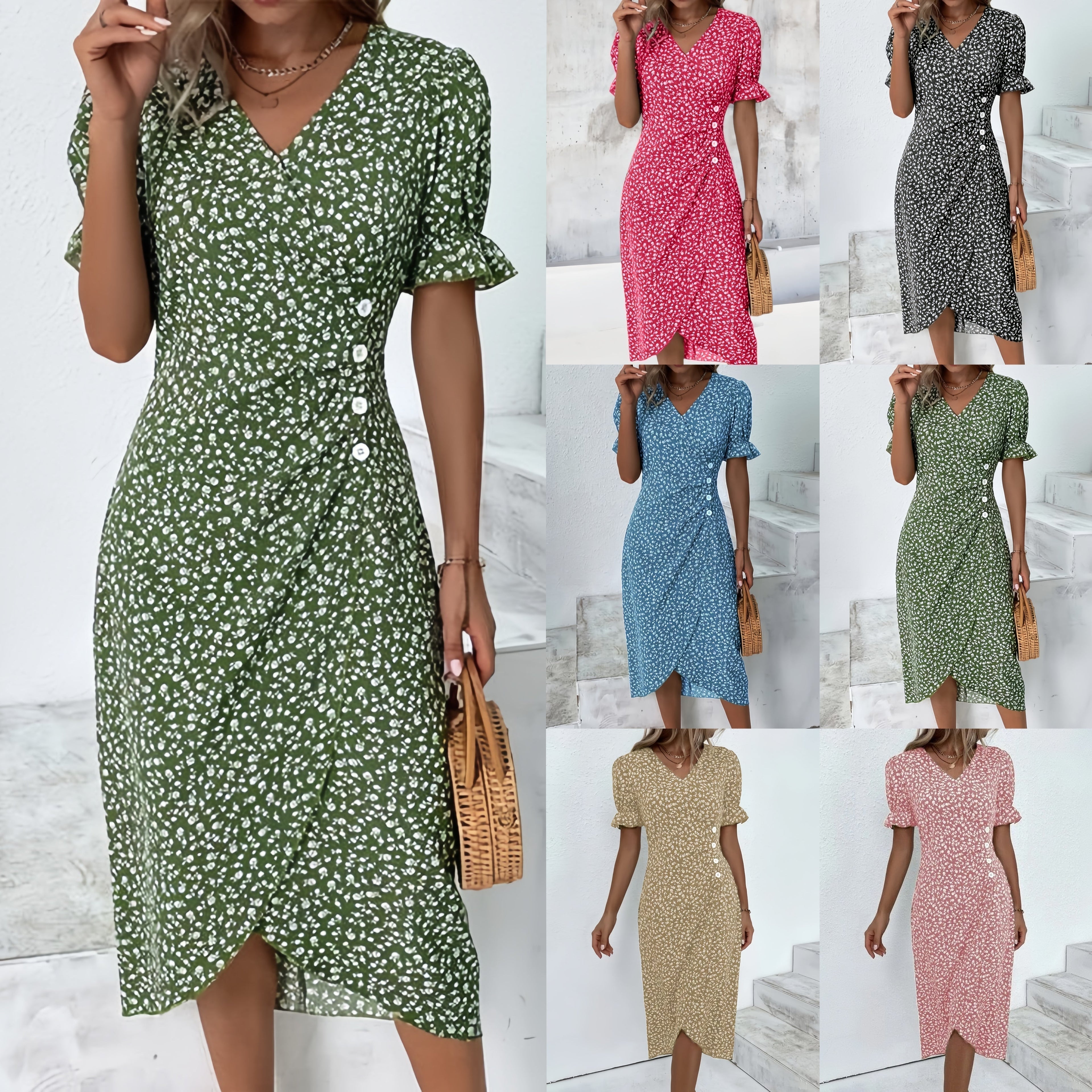 🌷Women's Floral V-neck Printed Dress