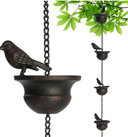 🔥Where Rain Meets Art – Decorative Rain Chain with Bird Bath Design