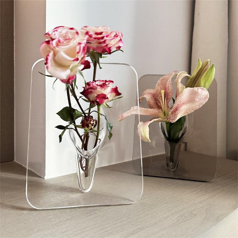 ⏳Time-Limited Special⏰Photo Frame Shaped Clear Flower Vase – Nordic Style, Acrylic, Desktop Decor ✨