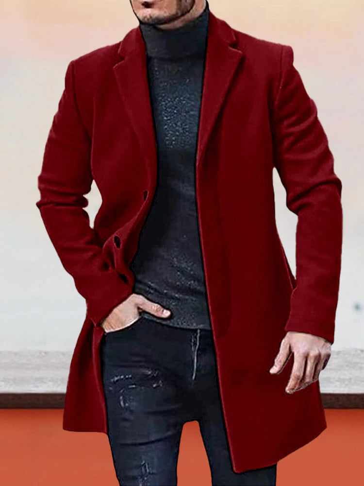 👔 Men's Classic Single Row Buckle Solid Color Jacket - Timeless Daily Essential
