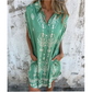 Loose-Fit Printed Short Sleeve Dress with Pockets