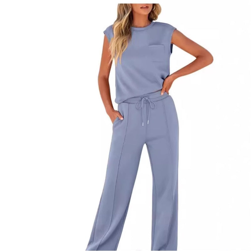 💖Women's Casual Sleeveless Top and Drawstring Pants 2-Piece Set