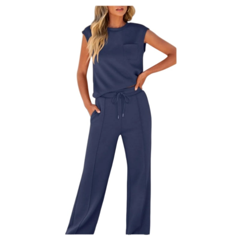 💖Women's Casual Sleeveless Top and Drawstring Pants 2-Piece Set