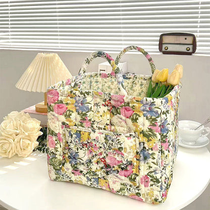 Portable Floral Fabric Storage Basket