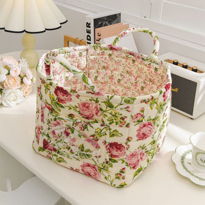 Portable Floral Fabric Storage Basket