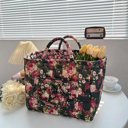 Portable Floral Fabric Storage Basket