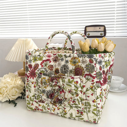 Portable Floral Fabric Storage Basket