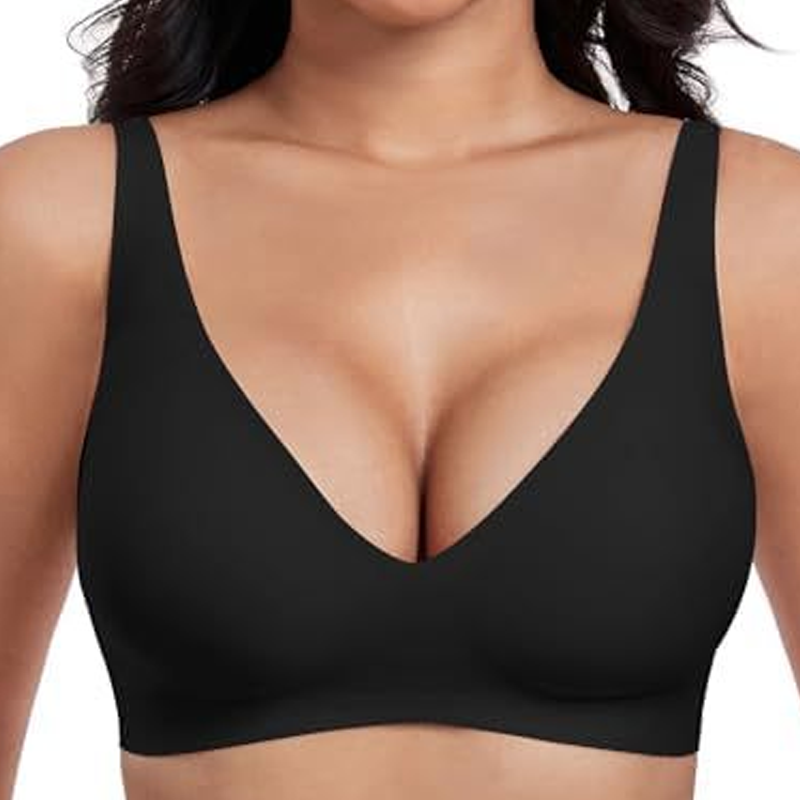 💜Jelly Wireless Womens Comfortable Wireless Bras Push Up Bralettes Seamless Tshirts Bras Deep V Everyday Bras