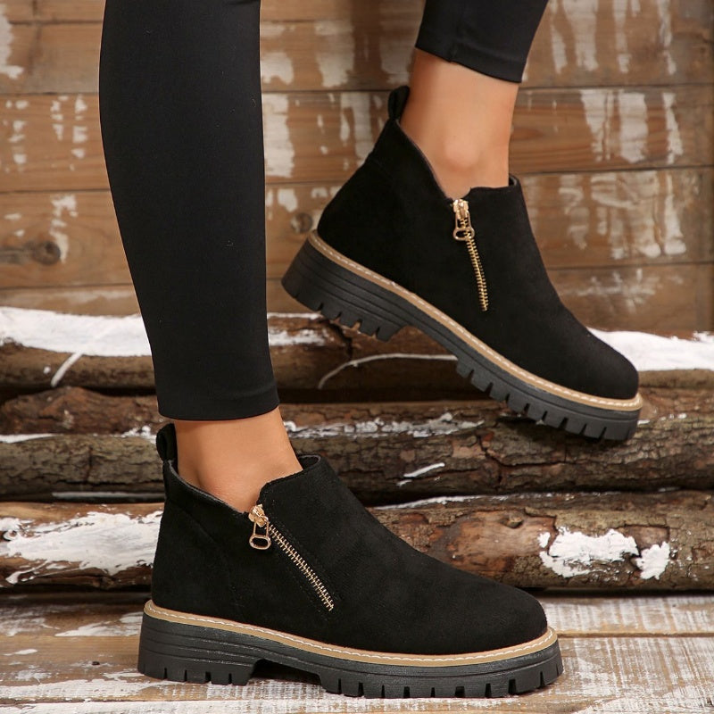 ✨Women's Round-Toe Ankle Boots with Side Zipper