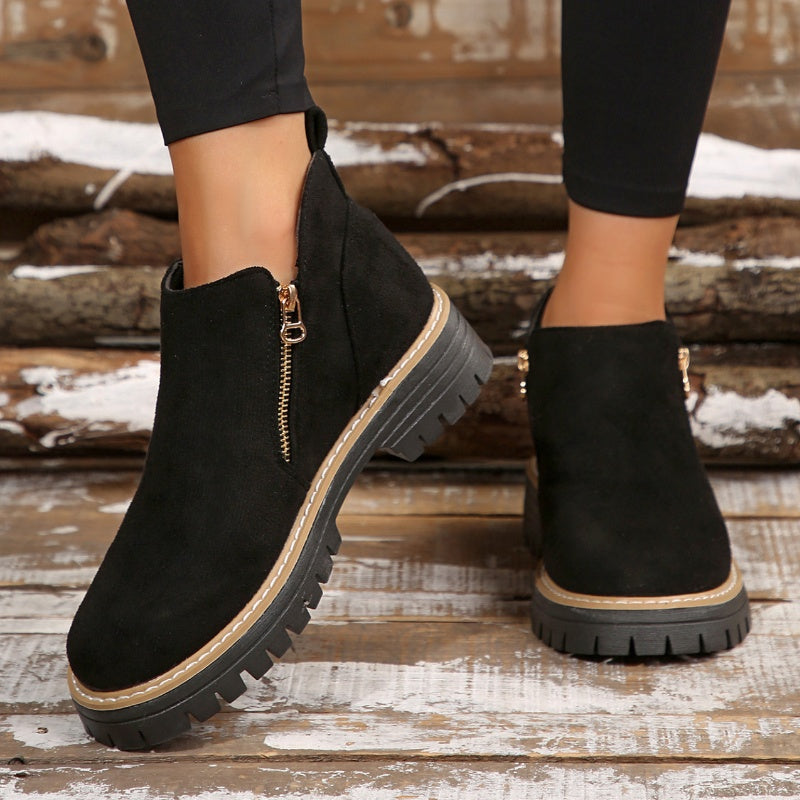 ✨Women's Round-Toe Ankle Boots with Side Zipper