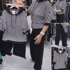 Women's Striped Top & Solid Pants Set