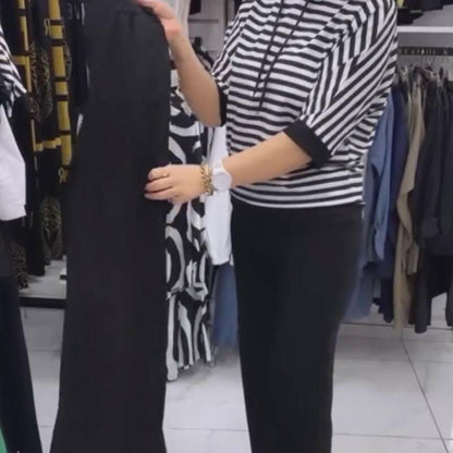 Women's Striped Top & Solid Pants Set