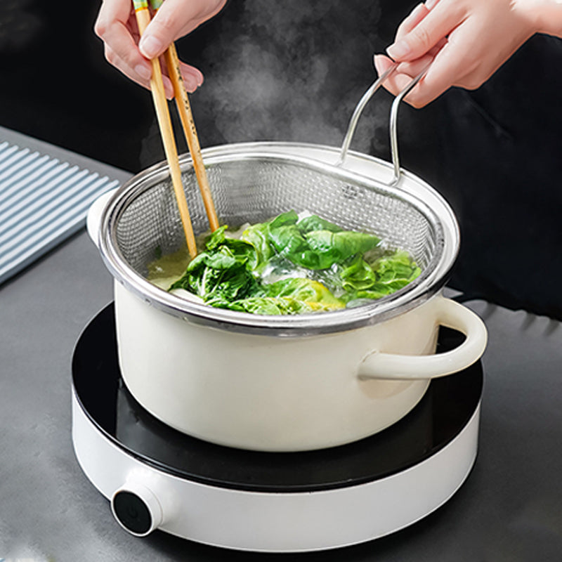 💞 Handheld Steel Sieve – No Rust, No Splatter 🍲