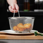 💞 Handheld Steel Sieve – No Rust, No Splatter 🍲