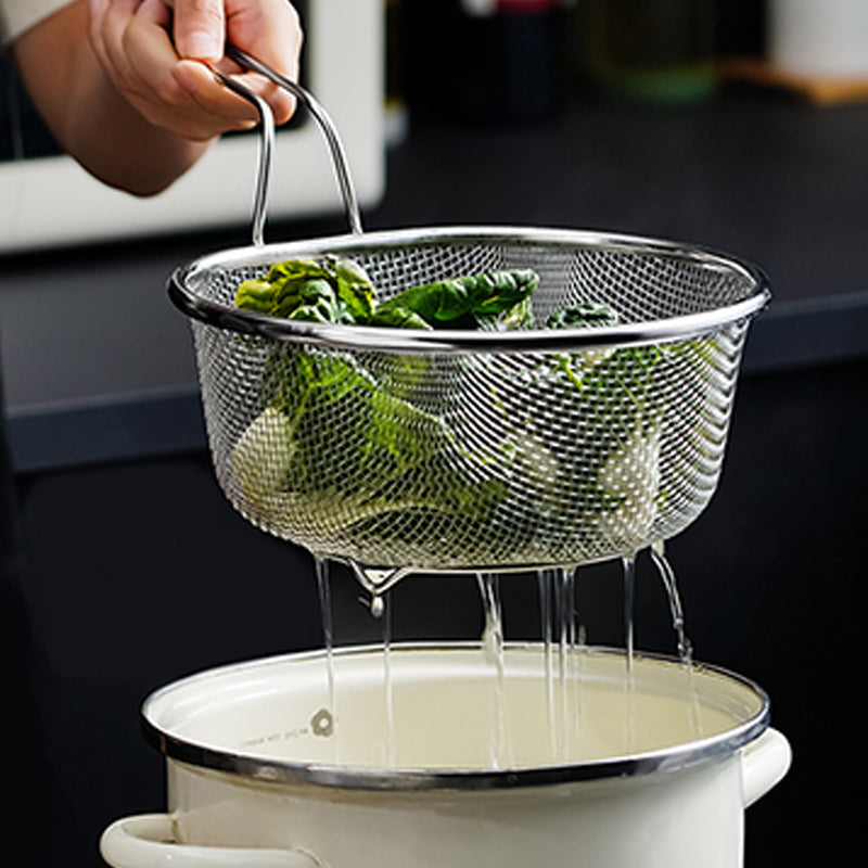 💞 Handheld Steel Sieve – No Rust, No Splatter 🍲