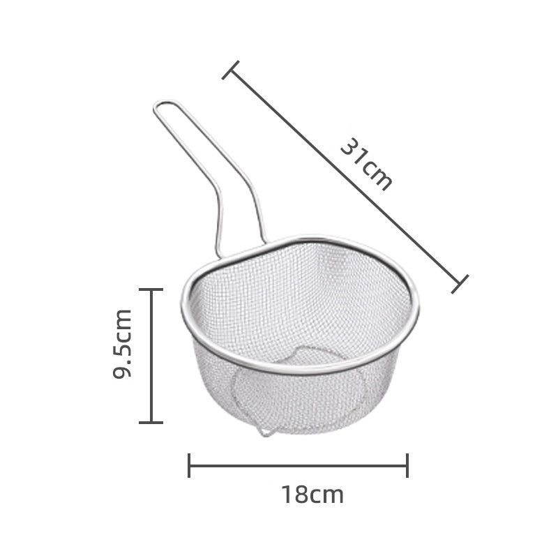 💞 Handheld Steel Sieve – No Rust, No Splatter 🍲