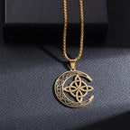 🌙 BUY 1 GET 1 FREE! 🔥 Celtic Moon Pendant Necklace - Stainless Steel & Adjustable Chain, Perfect Unisex Gift for Any Occasion ✨