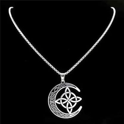 🌙 BUY 1 GET 1 FREE! 🔥 Celtic Moon Pendant Necklace - Stainless Steel & Adjustable Chain, Perfect Unisex Gift for Any Occasion ✨