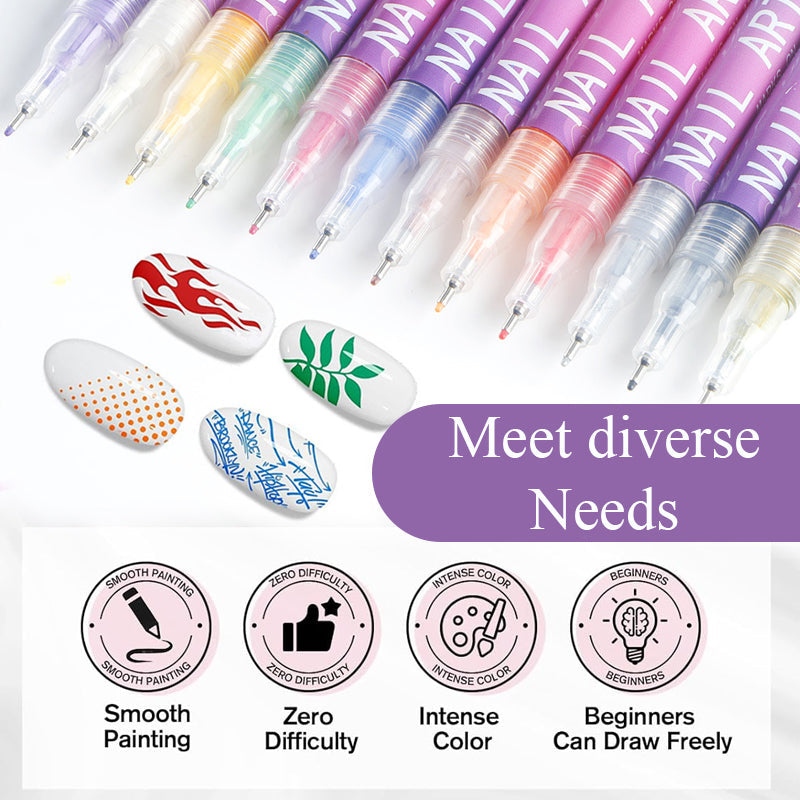 12 Colors Nail Art Pens Set