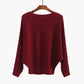 Women's Boat Neck Dolman Sleeve Ribbed Knitted Sweaters