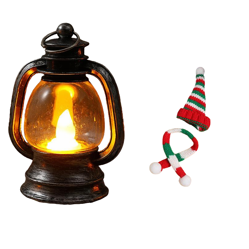 Mini Snowman Lantern with Hats and Scarves