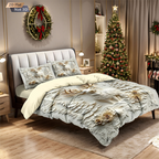 ✨ Festive Christmas 3-Piece Duvet Cover Set - Soft Brushed Polyester with Holiday Patterns for Cozy Seasonal Decor 🛏️❤️