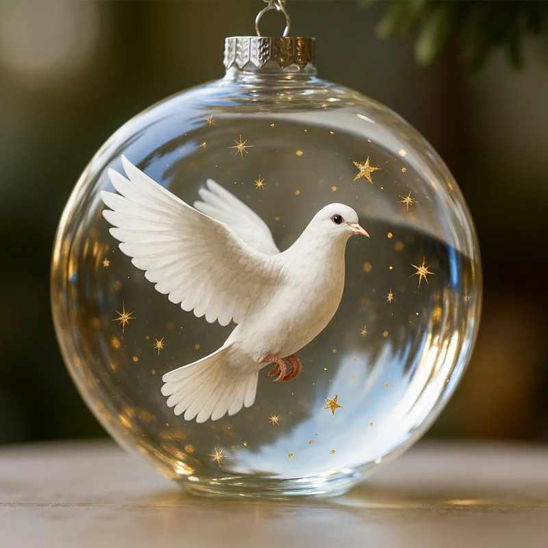 🐦✨Nature's Bird Glass-Look Sphere Ornament
