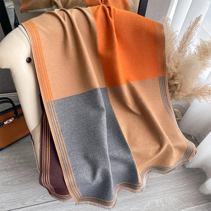 Oversized Color-Block Scarf Shawl