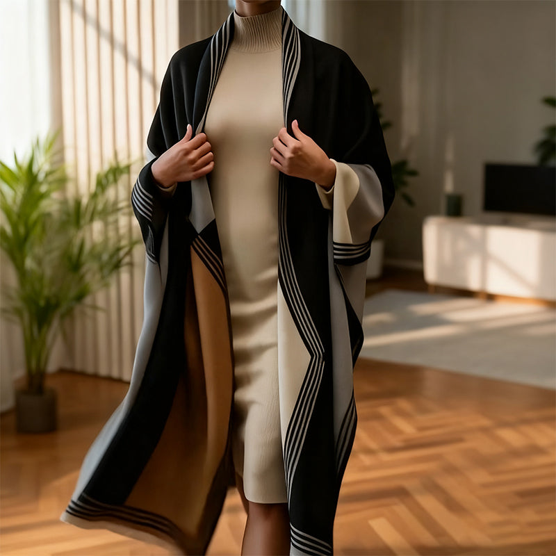 Oversized Color-Block Scarf Shawl