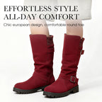 👢 Pull On & Go | Women's Slouchy Faux Suede Mid-Calf Boots