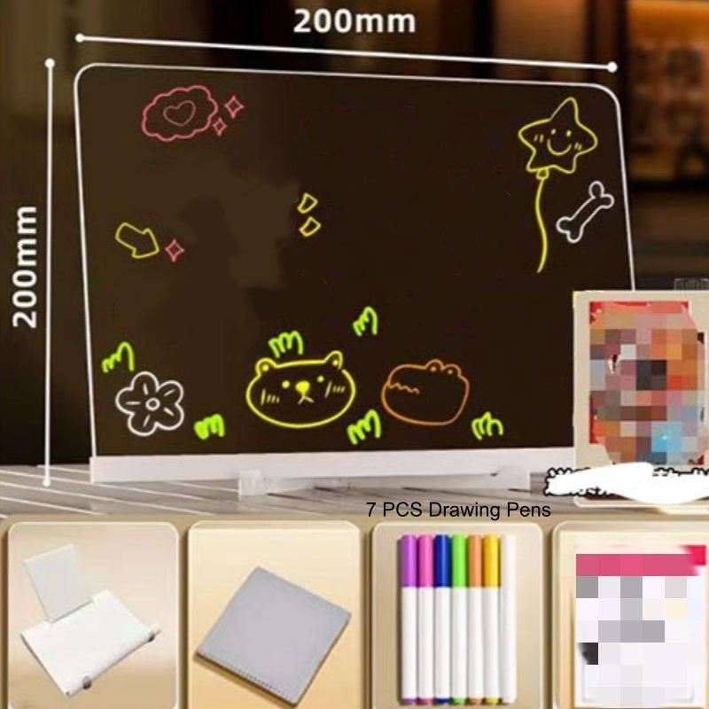 ✨ Erasable Light-Up Acrylic Drawing Board with Stand, DIY Transparent LED Message Sign