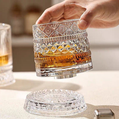 🥃  360° Rotating Whiskey Glass – Aerate & Relieve Stress ✨