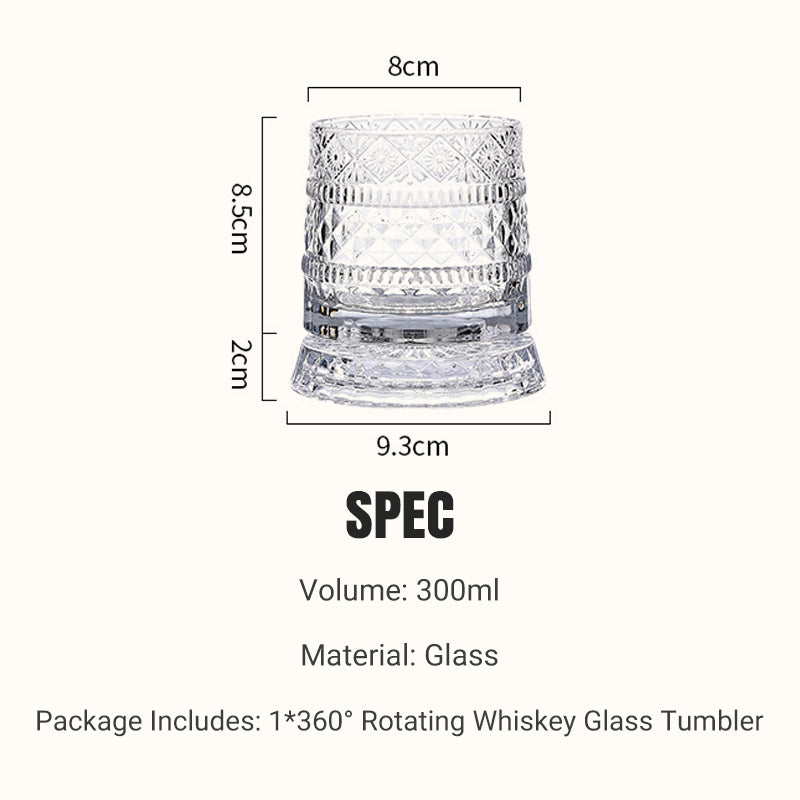 🥃  360° Rotating Whiskey Glass – Aerate & Relieve Stress ✨