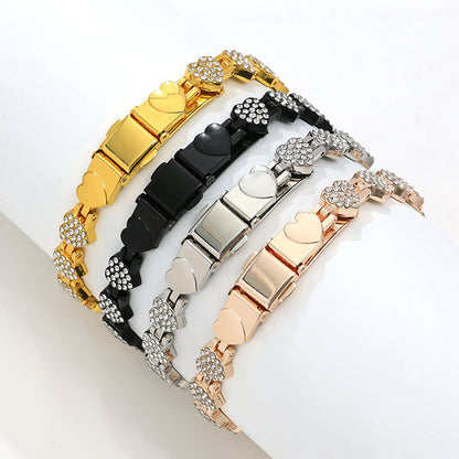 Women's Dazzling Heart-Shaped Magnetic Copper Bracelets