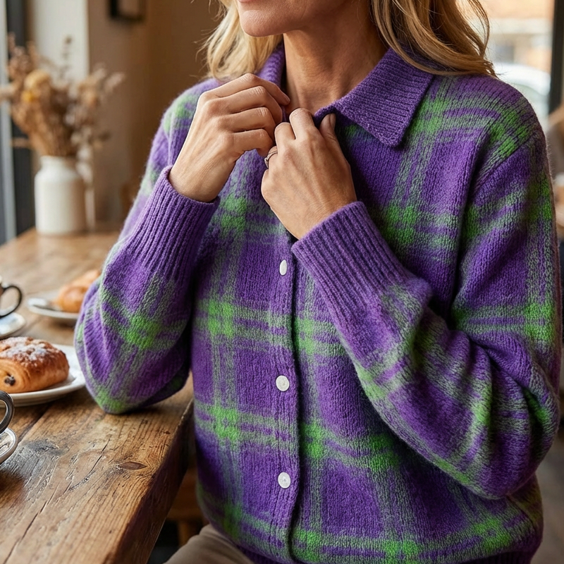 💖Women's Plaid Button-Down Sweater Jacket
