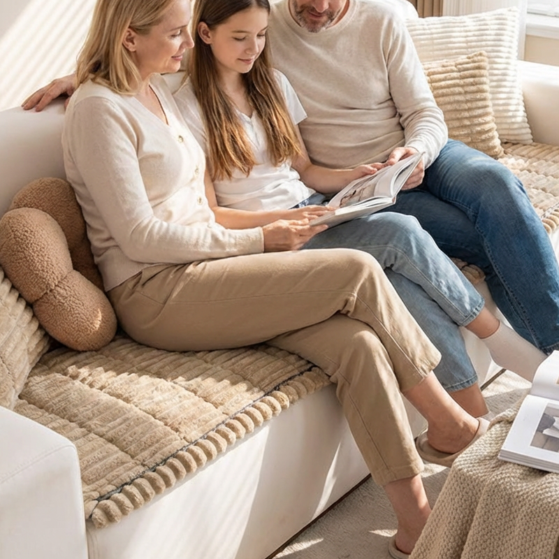 Quilted Corduroy Non-Slip Sofa Cushion
