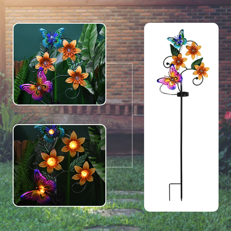 Colorful Butterfly & Flower Outdoor Solar Garden Light
