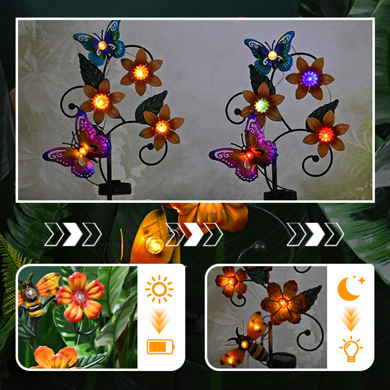Colorful Butterfly & Flower Outdoor Solar Garden Light