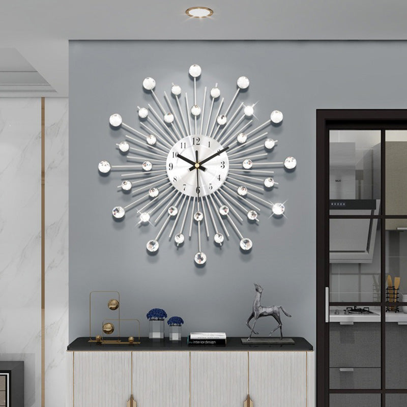 ✨🕰️ Creative Rhinestone Wall Clock – Silent, Minimalist Luxury for Living Room, Dining & Entryway! 💎🏡